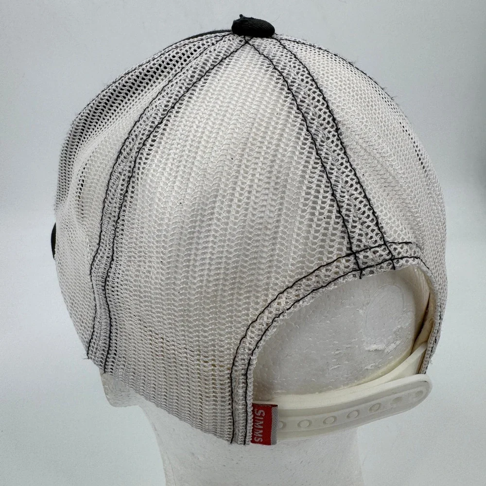 Simms Fishing Products Trucker Hat Mens OSFA Black White Bass Fish Snapback - Picture 5 of 9